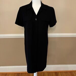 Vintage Mary McFadden Petite collection Black button down shift dress